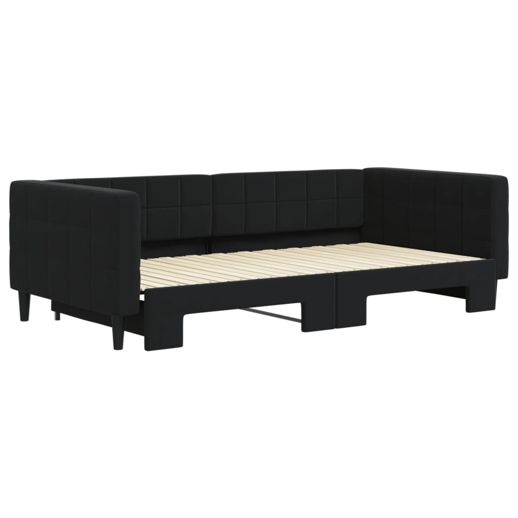 Divano Letto con Letto Estraibile Nero 100x200 cm in Velluto 3196702