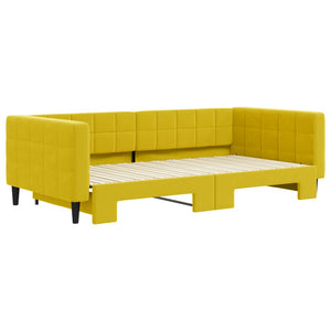 Divano Letto con Letto Estraibile Giallo 100x200 cm in Velluto