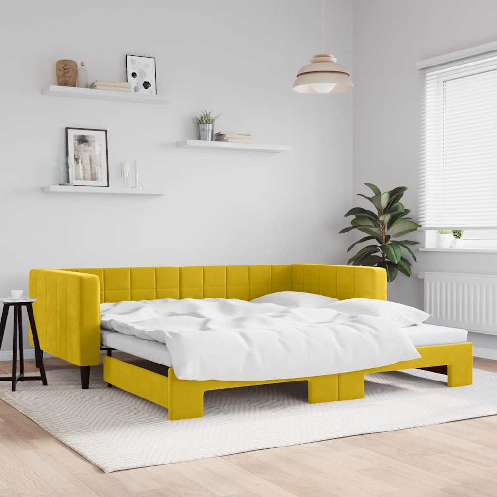 Divano Letto con Letto Estraibile-Sofa Letto-Daybed Giallo 100x200 cm in Velluto 598690