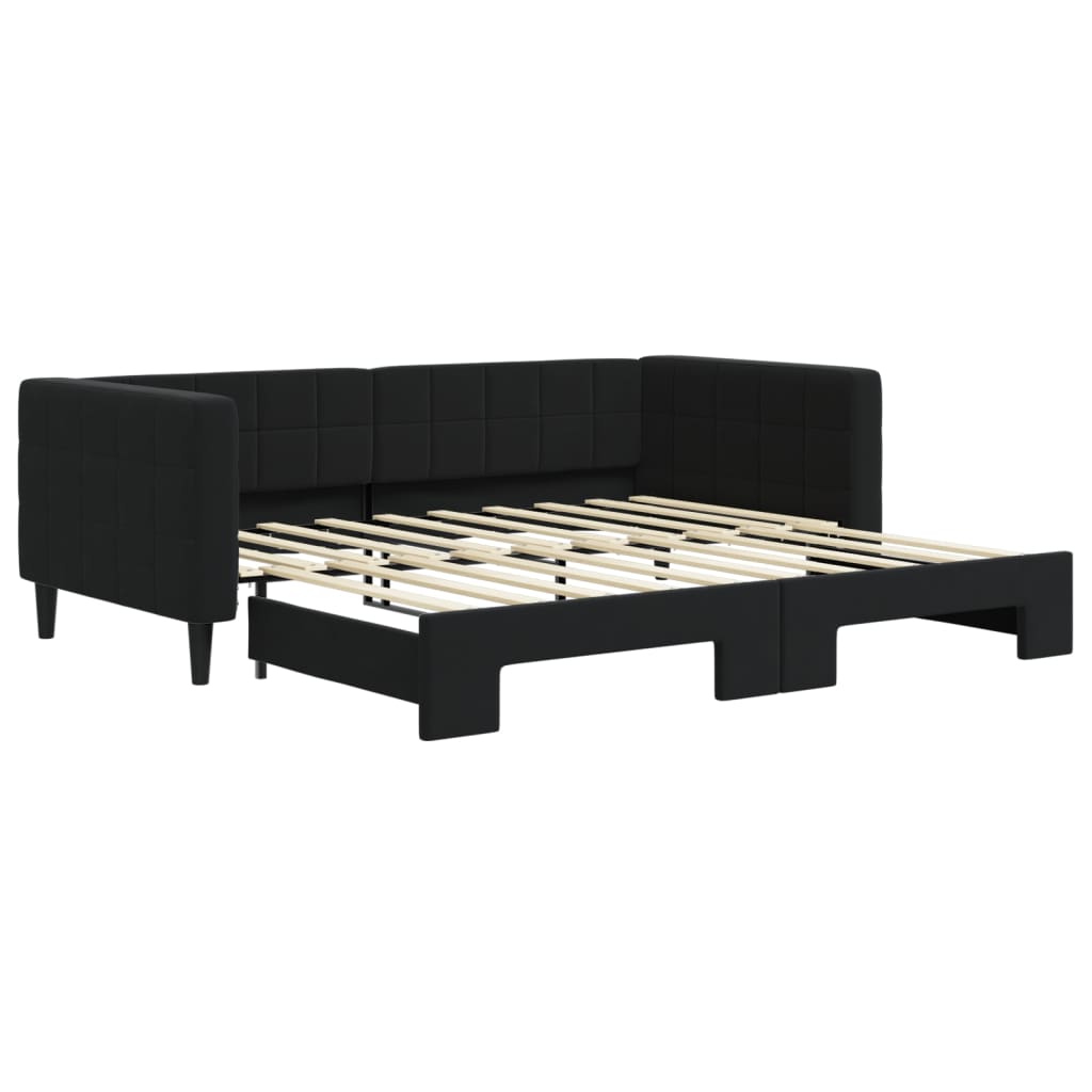 Divano Letto con Letto Estraibile-Sofa Letto-Daybed Nero 90x190 cm in Velluto 484541