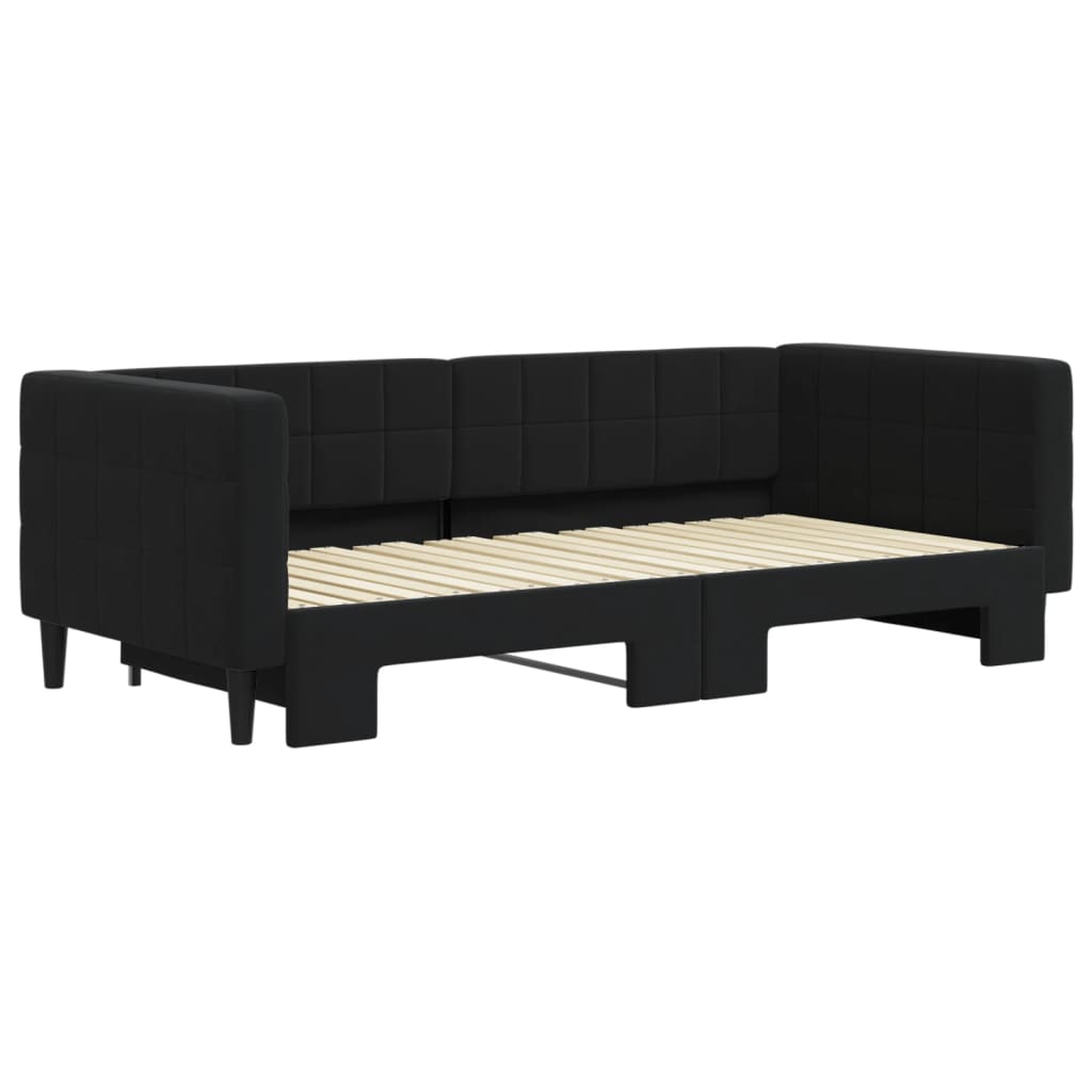 Divano Letto con Letto Estraibile Nero 90x190 cm in Velluto 3196706