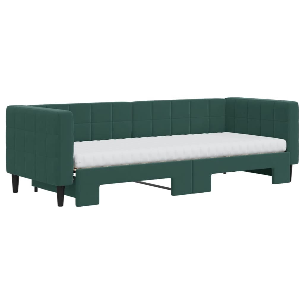 vidaXL Divano Letto Estraibile Materassi Verde Scuro 80x200 Velluto