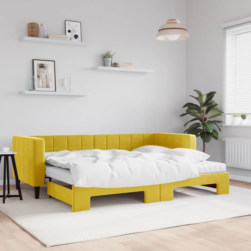 Divano Letto Estraibile con Materassi Giallo 80x200 cm Vellutocod mxl 106625