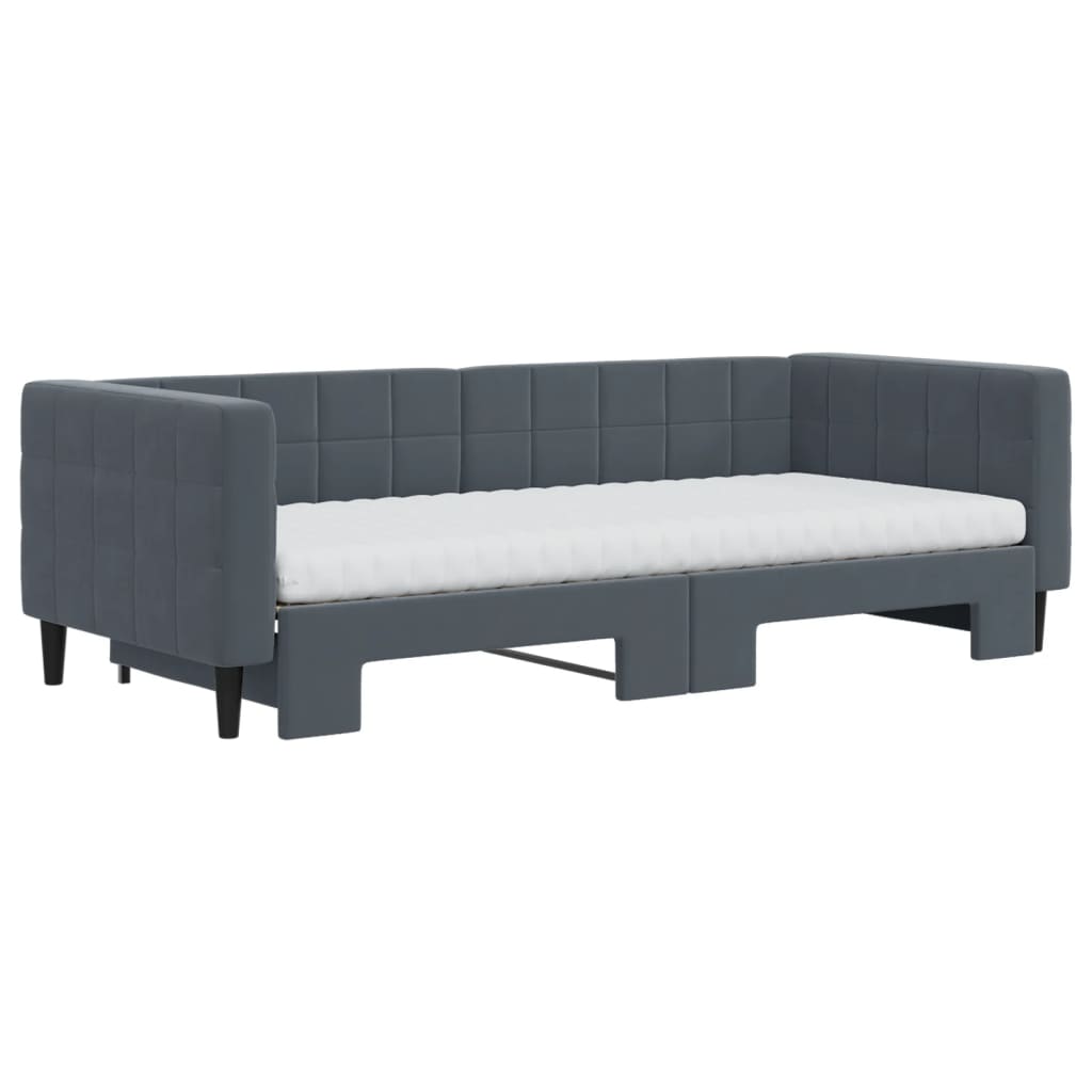 Divano Letto Estraibile Materassi Grigio Scuro 90x200cm Velluto 3196716