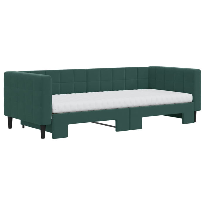 Divano Letto Estraibile Materassi Verde Scuro 90x200 Velluto 3196717