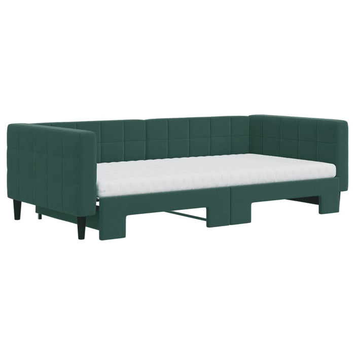 Divano Letto Estraibile Materassi Verde Scuro 100x200 Velluto 3196724