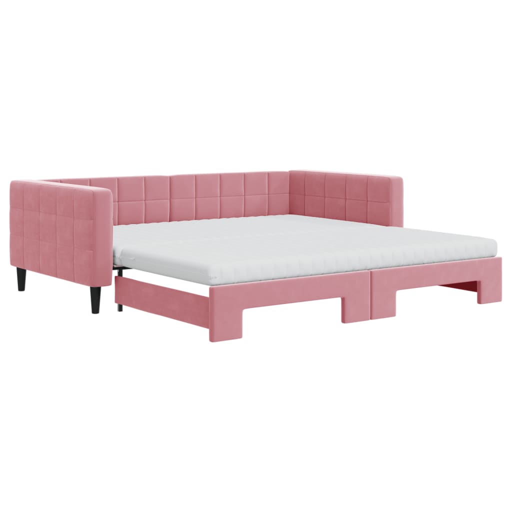 Divano Letto Estraibile con Materassi Rosa 100x200 cm Velluto