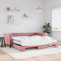 Divano Letto Estraibile con Materassi Rosa 100x200 cm Velluto