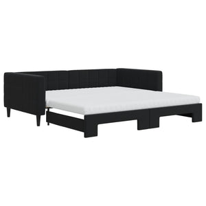 Divano Letto Estraibile con Materassi Nero 100x200 cm Velluto