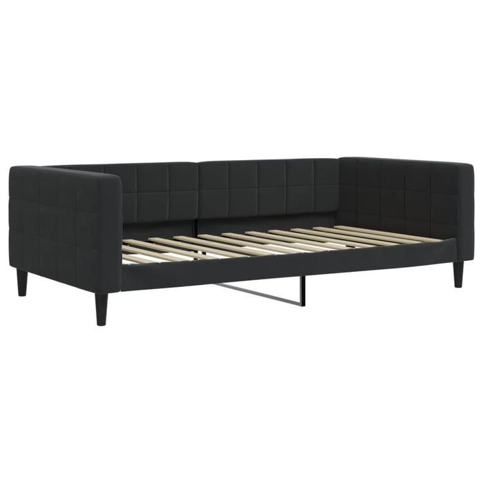 Divano Letto Estraibile con Materassi Nero 100x200 cm Velluto