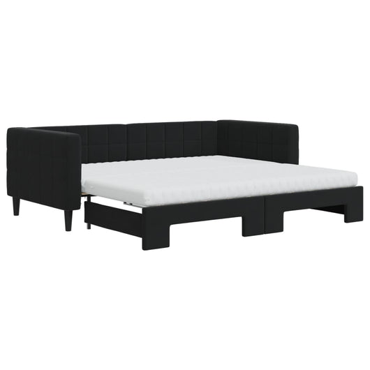 Divano Letto Estraibile con Materassi Nero 90x190 cm Vellutocod mxl 106624