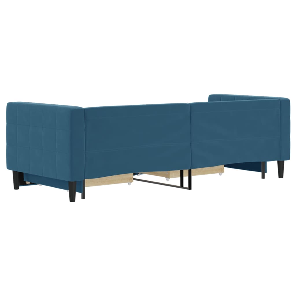 Divano Letto Estraibile con Cassetti Blu 80x200 cm in Velluto 3196731