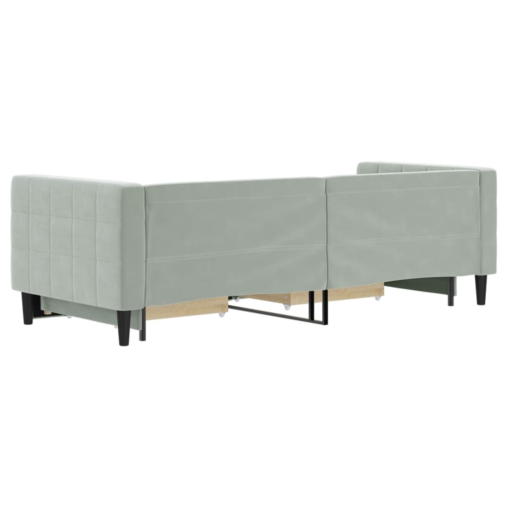 Divano Letto Estraibile Cassetti Grigio Chiaro 80x200cm Velluto 3196732