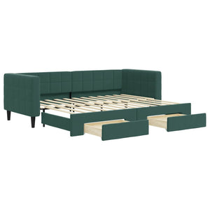 Divano Letto Estraibile Cassetti Verde Scuro 80x200cm Velluto 3196734