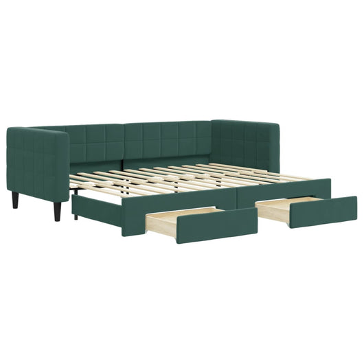 Divano Letto Estraibile Cassetti Verde Scuro 80x200cm Velluto 3196734