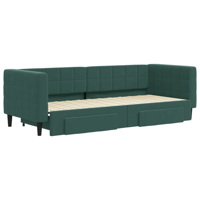 Divano Letto Estraibile Cassetti Verde Scuro 80x200cm Velluto 3196734