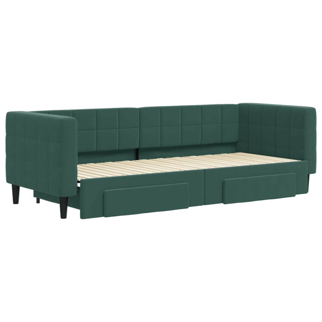 Divano Letto Estraibile Cassetti Verde Scuro 80x200cm Velluto 3196734