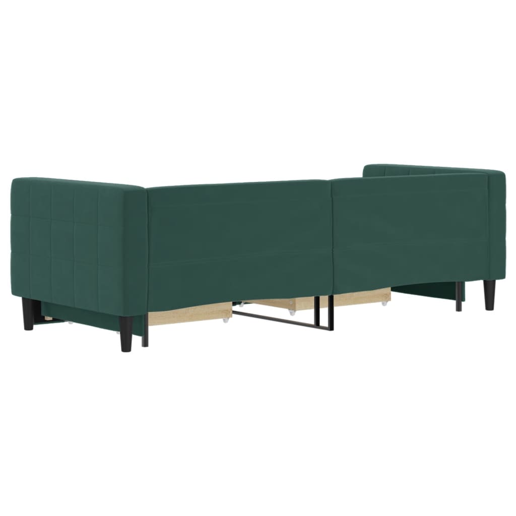 Divano Letto Estraibile Cassetti Verde Scuro 80x200cm Velluto 3196734