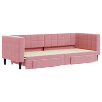 Divano Letto Estraibile con Cassetti Rosa 80x200 cm Velluto 3196735
