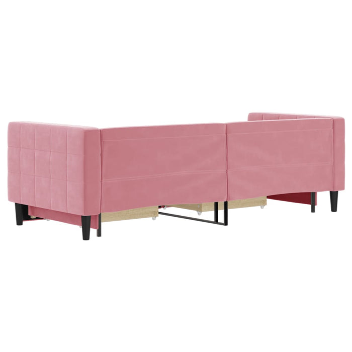 Divano Letto Estraibile con Cassetti Rosa 80x200 cm Velluto 3196735