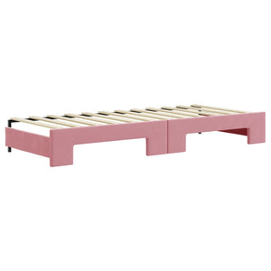 Divano Letto Estraibile con Cassetti Rosa 80x200 cm Velluto