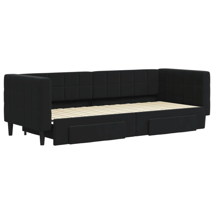 Divano Letto Estraibile con Cassetti Nero 80x200 cm in Velluto 3196736