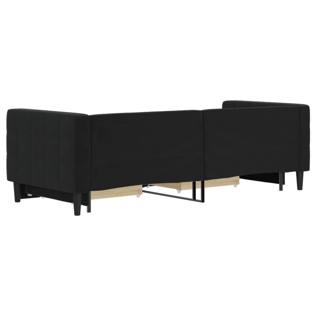 Divano Letto Estraibile con Cassetti Nero 80x200 cm in Velluto 3196736