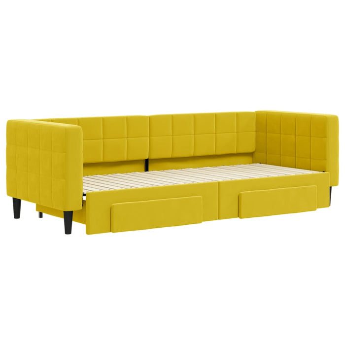 Divano Letto Estraibile con Cassetti Giallo 80x200cm in Vellutocod mxl 130691