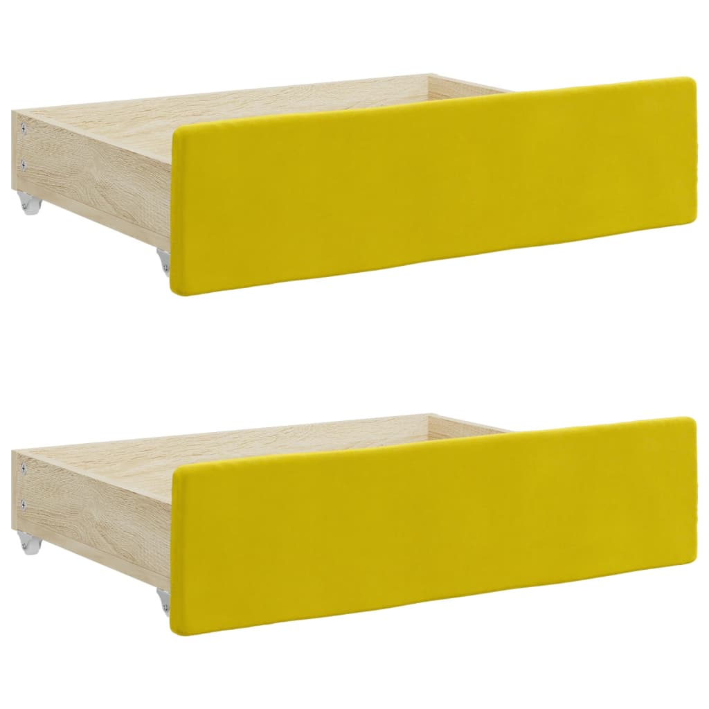 Divano Letto Estraibile con Cassetti Giallo 80x200cm in Velluto 3196737