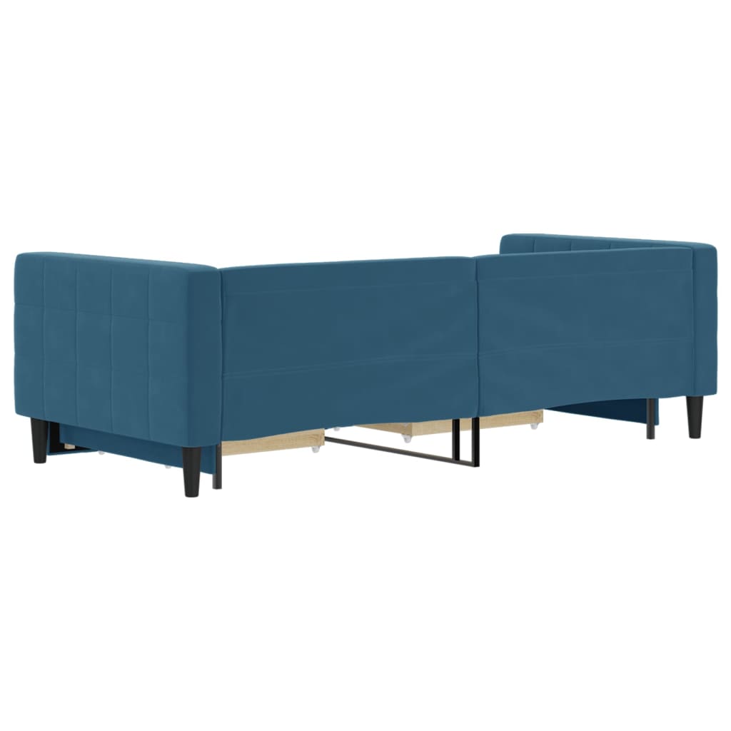 Divano Letto Estraibile con Cassetti Blu 90x200 cm in Velluto 3196738