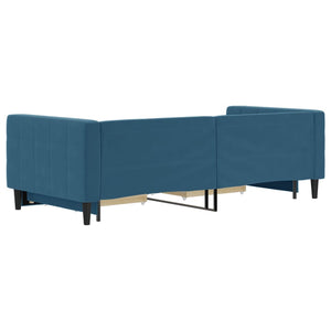 vidaXL Divano Letto Estraibile con Cassetti Blu 90x200 cm in Velluto