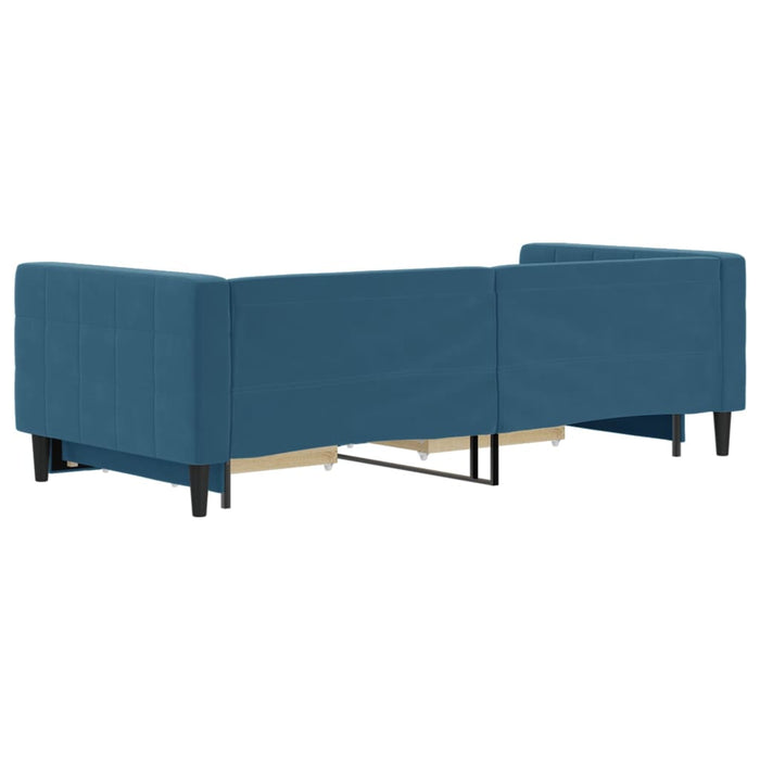 vidaXL Divano Letto Estraibile con Cassetti Blu 90x200 cm in Velluto