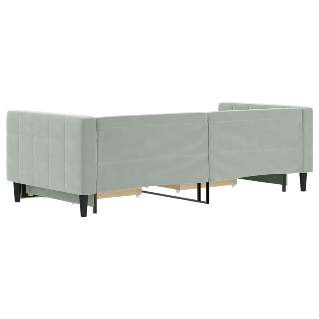 Divano Letto Estraibile Cassetti-Sofa Letto-Daybed Grigio Chiaro 90x200cm Velluto 134480