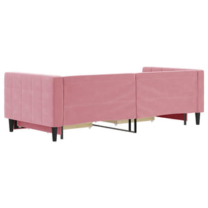Divano Letto Estraibile con Cassetti Rosa 90x200 cm Velluto 3196742