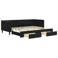 Divano Letto Estraibile con Cassetti Nero 90x200 cm in Velluto 3196743