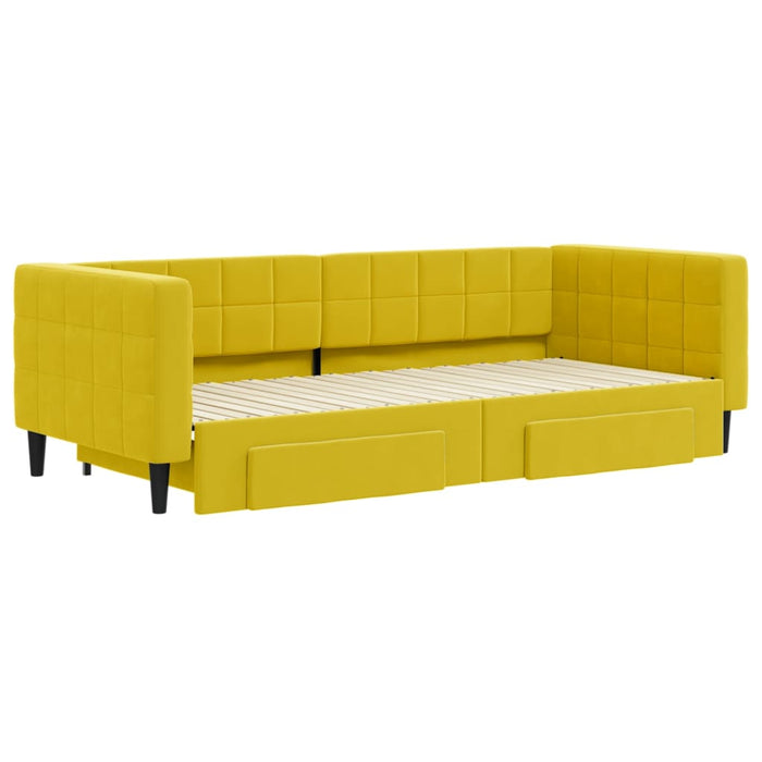 Divano Letto Estraibile con Cassetti Giallo 90x200cm in Vellutocod mxl 82819