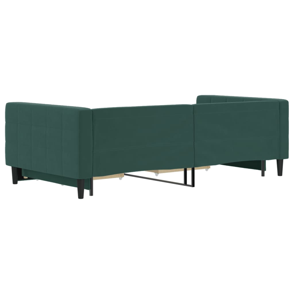 Divano Letto Estraibile Cassetti Verde Scuro 100x200cm Velluto
