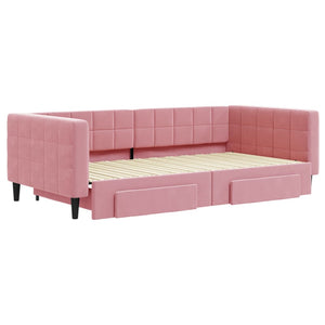 Divano Letto Estraibile con Cassetti Rosa 100x200 cm Velluto 3196749