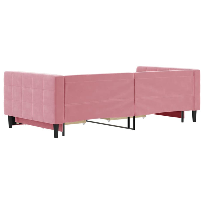 Divano Letto Estraibile con Cassetti Rosa 100x200 cm Velluto 3196749