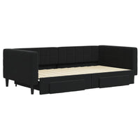 Divano Letto Estraibile con Cassetti Nero 100x200 cm in Vellutocod mxl 82820