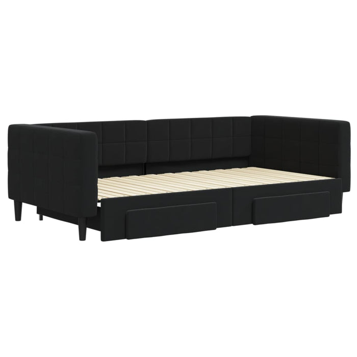 Divano Letto Estraibile con Cassetti Nero 100x200 cm in Vellutocod mxl 82820
