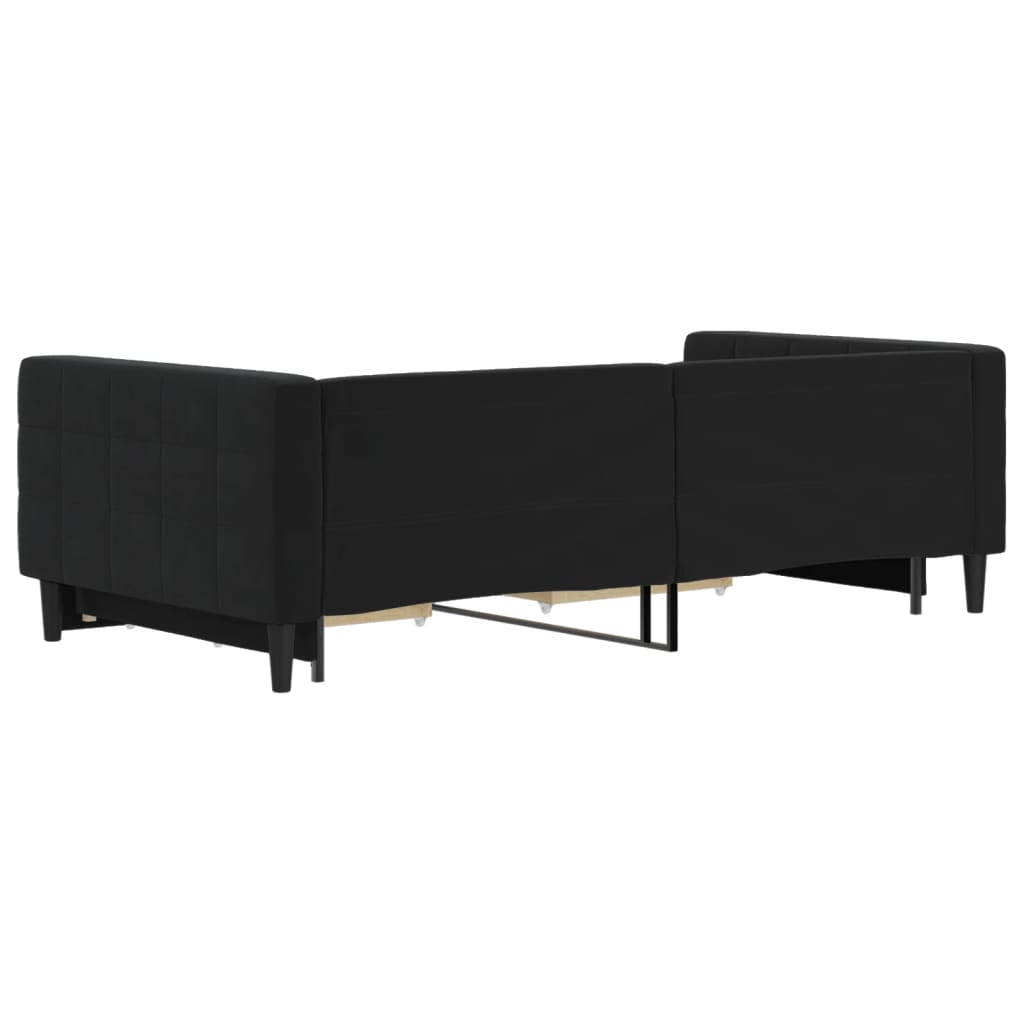 Divano Letto Estraibile con Cassetti Nero 100x200 cm in Velluto 3196750