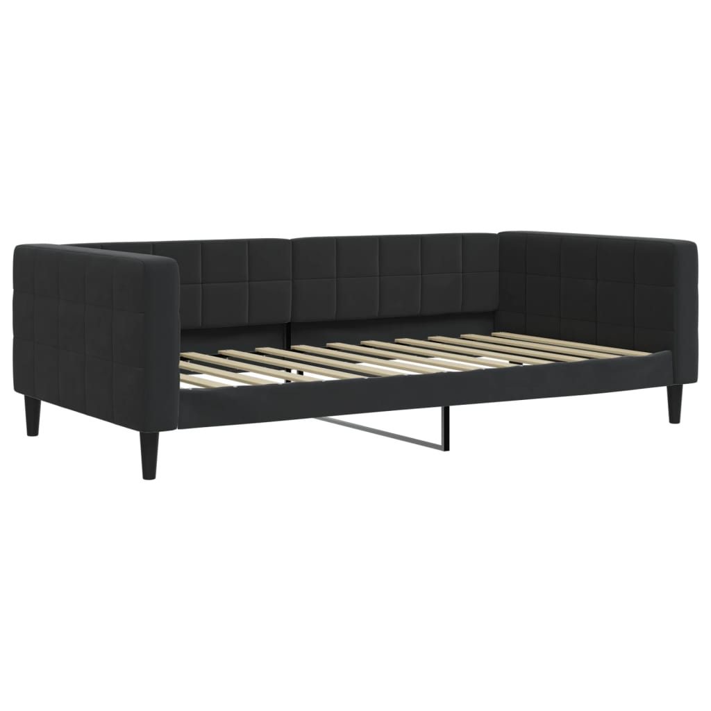 Divano Letto Estraibile con Cassetti Nero 100x200 cm in Velluto 3196750