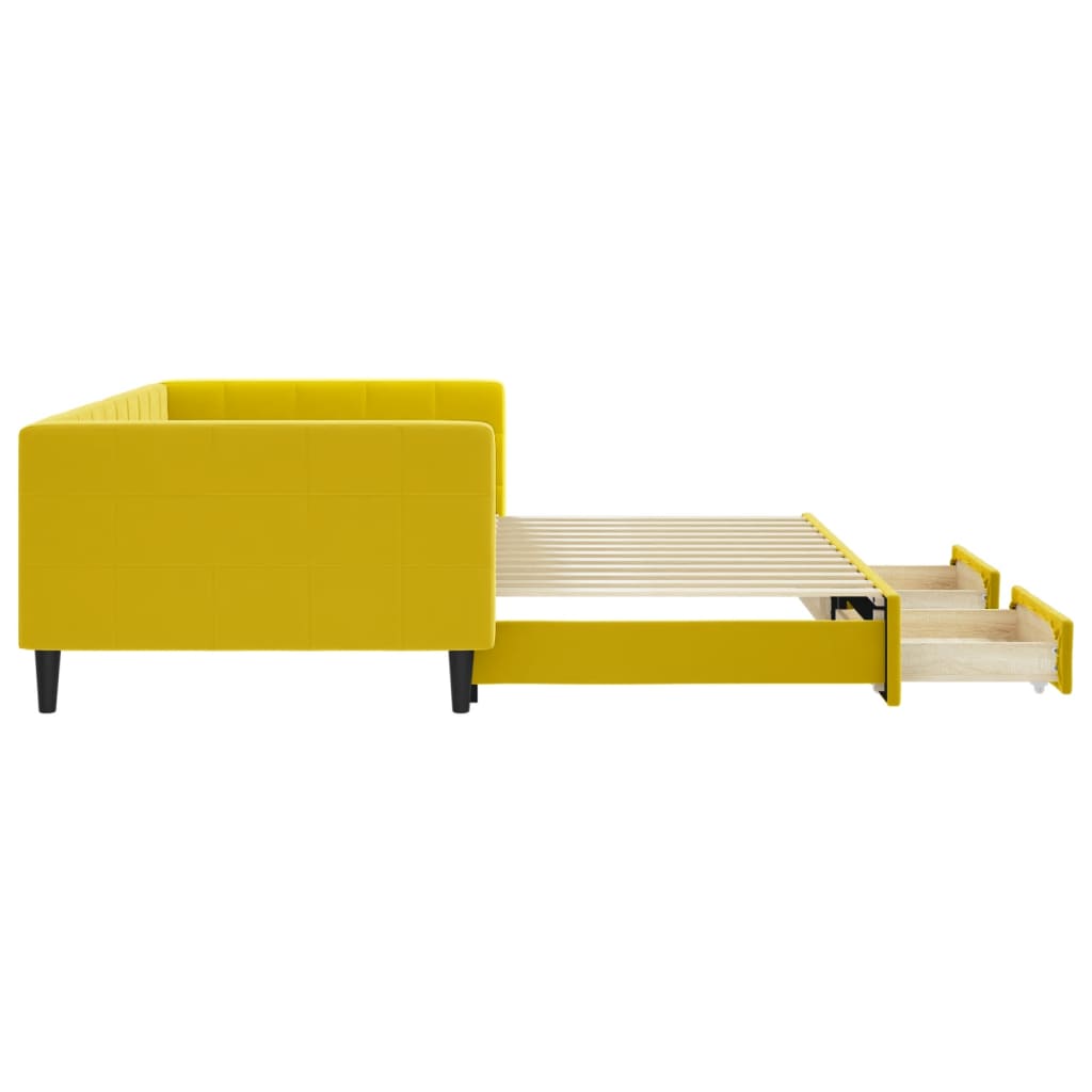 Divano Letto Estraibile con Cassetti Giallo 100x200cm Velluto 3196751