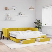 Divano Letto Estraibile con Cassetti Giallo 100x200cm Vellutocod mxl 106756