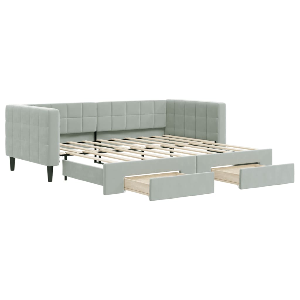 Divano Letto Estraibile Cassetti Grigio Chiaro 90x190cm Vellutocod mxl 82821