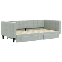 Divano Letto Estraibile Cassetti Grigio Chiaro 90x190cm Vellutocod mxl 82821