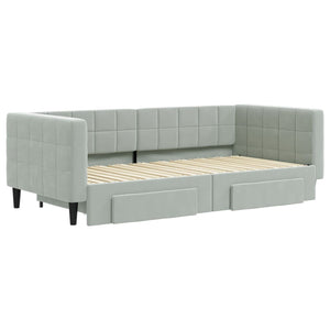 Divano Letto Estraibile Cassetti Grigio Chiaro 90x190cm Vellutocod mxl 82821