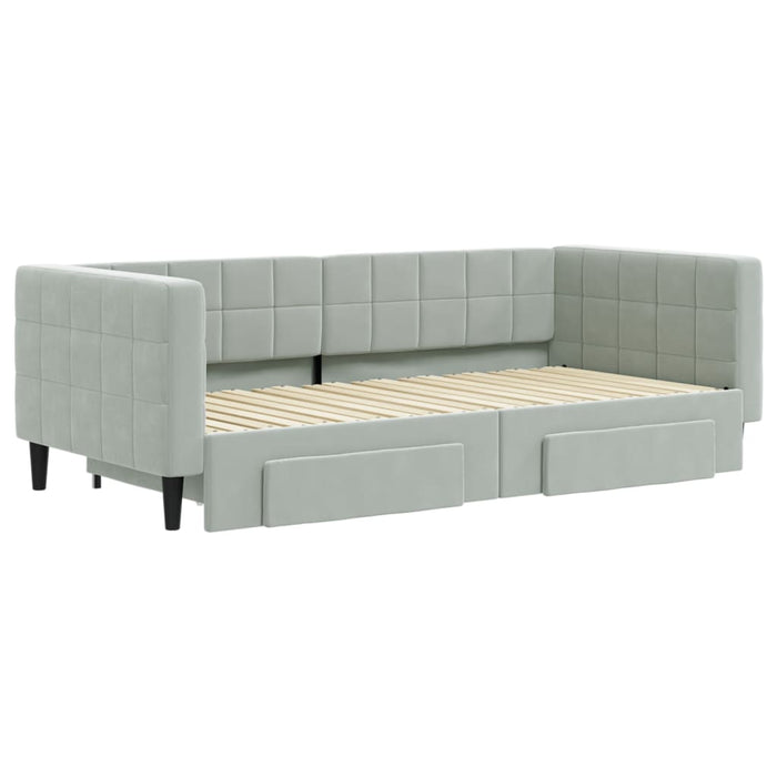 Divano Letto Estraibile Cassetti Grigio Chiaro 90x190cm Vellutocod mxl 82821