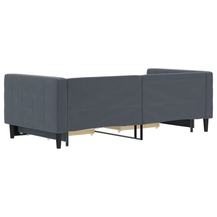 Divano Letto Estraibile Cassetti Grigio Scuro 90x190cm Velluto